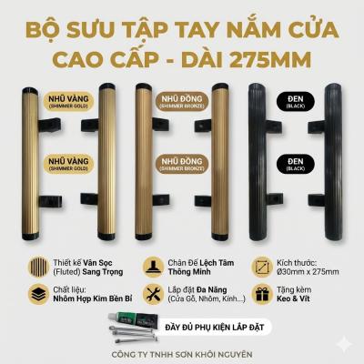 Tay Nắm Cửa Nhôm Đúc Lệch Tâm Gân Dọc 27.5cm