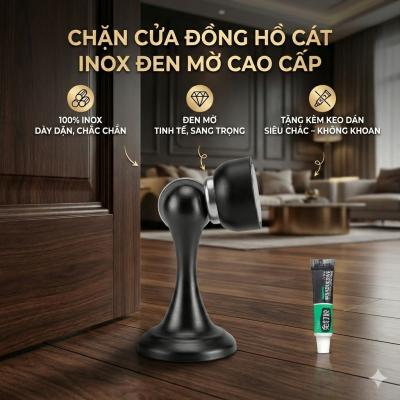 Chặn Cửa Nam Châm Inox Hình Đồng Hồ Cát (Dán Hoặc Khoan)